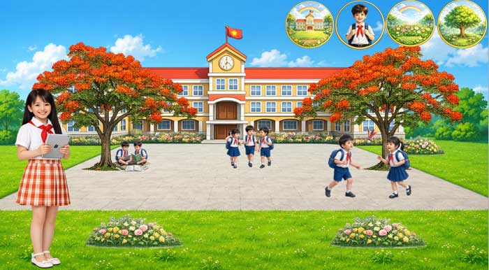 Trò chơi khởi động ngôi trường hạnh phúc trong bài ginagr Một giờ học